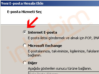 Internet E-Posta seçeneğini seçiniz.