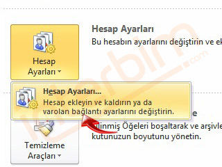 Hesap Ayarları kutucuğuna tıklayınız.