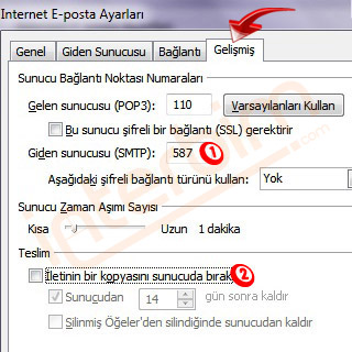 İletinin bir kopyasını sunucuda bırak seçeneği işaretliyse kaldırınız.