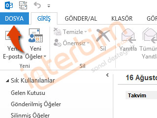 Microsoft Office Outlook 2013 programında bulunan Dosya menüsünü tıklayınız.