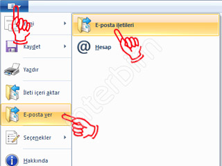 Microsoft Office Outlook 2007 programında bulunan Dosya menüsünden Al ve Ver... seçeneğine tıklıyoruz.