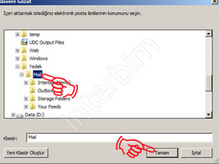 Son olarak karşımıza gelen pencerede ise yedeğini almak istediğimiz dosyaları seçtikten sonra Son düğmesine tıklıyoruz. Artık yedeklerimiz Outlook 2007 programımızın içerine aktarılmıştır.